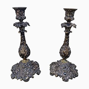 Baroque Style Silver-Plated Bronze Candlesticks, Set of 2