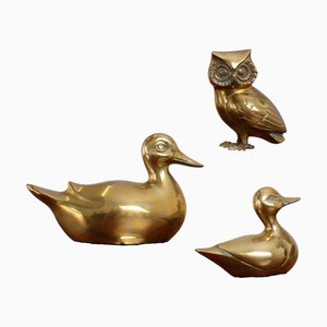 Brass Bird Figurines, 1970s, Set of 3