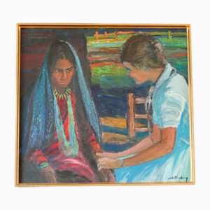 Nils Forsberg, Two Women, 1950s, Oil on Canvas, Framed