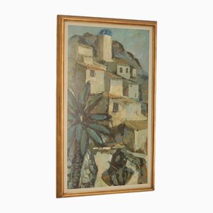 Bertil Wahlberg, Southern Village Motif, 1950s, Oil on Panel, Framed
