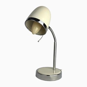 White Space Age Table Lamp with Chrome Flex Arm, 1970s