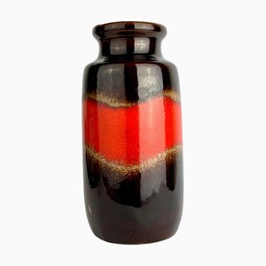 213-20 Red and Black Fat Lava Ceramic Vase from Scheurich Keramik, 1960s