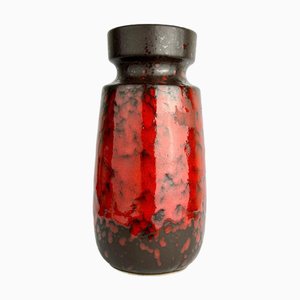 242-22 Red and Black Fat Drip Lava Ceramic Vase from Scheurich Keramik, 1960s
