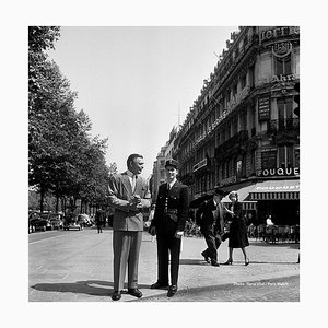 René Vital, Clark Gable Poses with a Policeman on the Champs-Elysées, Silver Print