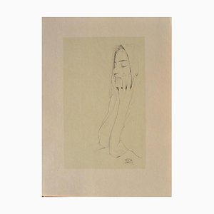 Walter Sauer, Woman with Closed Eyes, Signed Engraving