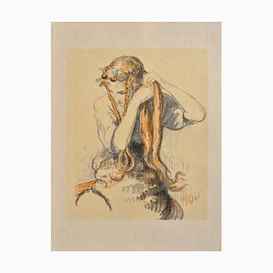 Walter Sauer, Young Girl with Braids, Signed Engraving