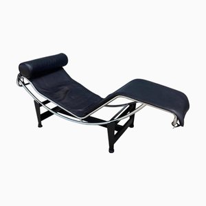 LC4 Chaise Lounge in Black Leather by Le Corbusier for Cassina, 1988