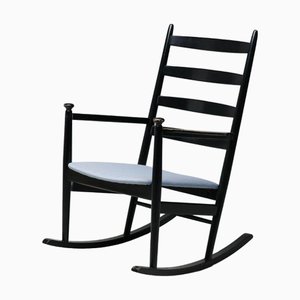 Sedia a dondolo in faggio nero di Niels Eilersen, Danimarca, anni '60