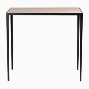 Narrow Wrought Iron and Honed Cream Limestone Etude Console by Design Frères