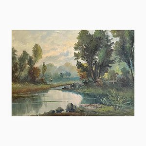 Gustavo Pisani, By the Riverbank, Oil on Canvas