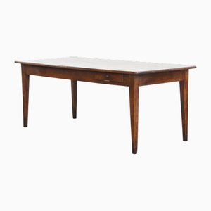 Antique French Cherry Dining Table with a Large Extendable Top and a Drawer