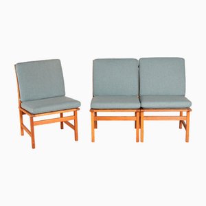 Vintage Danish Model 3232 Lounge Chairs in Oak by Borge Mogensen for Fredericia Stolefabrik, 1960s, Set of 4