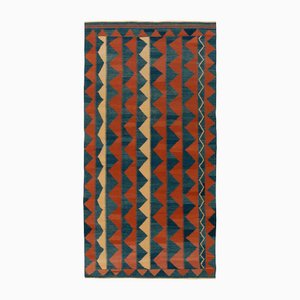 Vintage Baluch Kilim with Blue, Rust and Beige Geometric Pattern