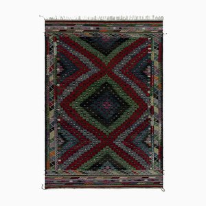 Vintage Cecim Tribal Kelim mit gesticktem geometrischem Muster