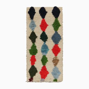 Marokkanischer Vintage Läufer beige mit Rautenmuster