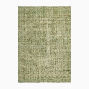 Vintage Rug in Chartreuse Green with Floral Patterns by Zeki Müren
