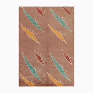 Rosa Vintage Teppich mit mehrfarbigen geometrischen Mustern von Zeki Müren