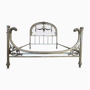 Lit Double Belle Époque en Bronze, Fer, Laiton et Verre, 19ème Siècle