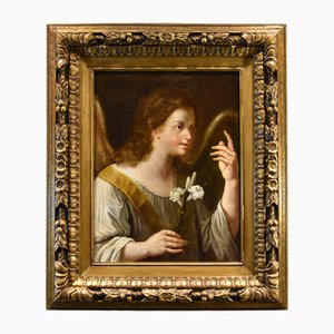 Workshop of Carlo Maratta, Announcing Angel, 1690, Oil on Canvas, Framed
