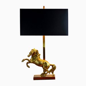 Vergoldete Pferd Tischlampe, 1960er
