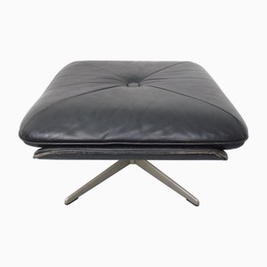 Black Leather Ottoman, Germany, 1960s