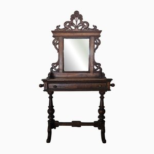 Tocador antiguo de nogal con frisos