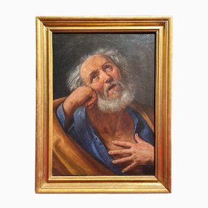 Ercole de Maria, Penitent Saint Peter, Oil on Canvas, 17th Century, Framed