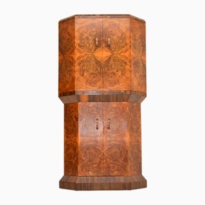 Art Deco Burr Walnut Cocktail Cabinet, 1930s