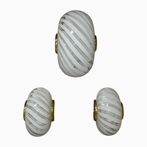 Lámparas de pared de cristal de Murano de F. Fabbian, Italia, años 80. Juego de 3