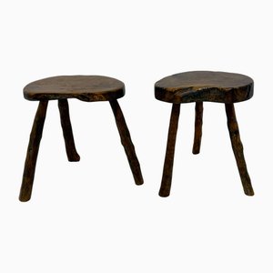 Brutalist Wooden Side Table, 1970s, Set of 2