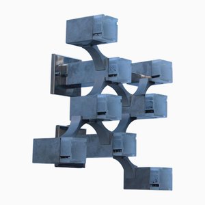 Lampada da parete Cubic in metallo cromato e metacrilato di Gaetano Sciolari per Sciolari, anni '70
