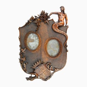 Marco antiguo de madera tallada, siglo XIX