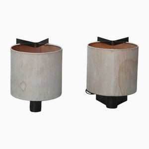 Lampade minimaliste di Giuliana Gramigna in ottone e tessuto, anni '70, set di 2