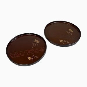 Lackierte Urushi Wajima-Nuri Tabletts, 2er Set