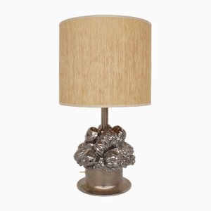 Silver-Glazed Ceramic Table Lamp by Ugo Zaccagnini, Italy, 1970s