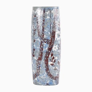 Mid-Century Baca Floor Vase in Ceramic with Blue and White Flower Decor by Johanne Gerber for Royal Copenhagen, Denmark, 1970s