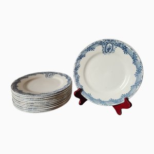 Kleine blaue Vintage Versailles Series Teller von Salins, 19. Jh., 6er Set
