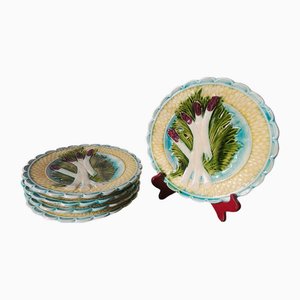 Piatto antico con asparagi di Salins, Francia, inizio XX secolo, set di 5