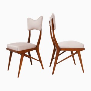 Italienische Papillon Stühle aus Hellrosa Satin von Ariberto Colombo, 1950er, 2er Set