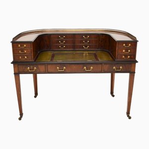 Carlton House Desk in Inlaid Mahogany with Leather Top, 1890s