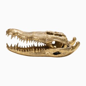 Large Brass Crocodile Head, 1980s