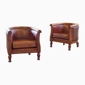 Set of Vintage Club Chairs in Leather, 1920s