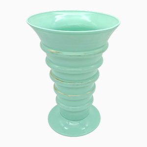 Art Deco Green Jadeite Art Glass Vase, 1920s