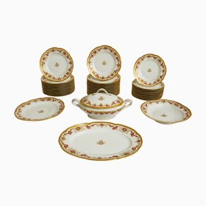 Servicio de cena Limoges con incrustaciones de oro de porcelana de Haviland, años 20. Juego de 39