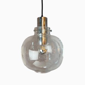 Hanging Lamp in Glass and Chrome from Glashütte Limburg