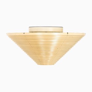 Vintage Flush Mount in White Lacquered Metal by Alvar Aalto, 1950s