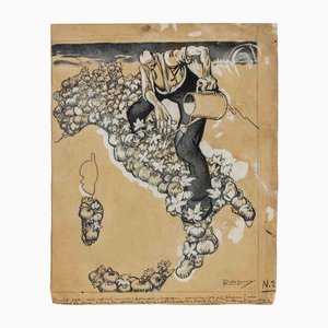 Gabriele Galantara, Italien, Mixed Media Zeichnung, 1908