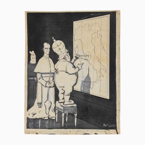 Gabriele Galantara, Rome, Mixed Media Drawing, 1908