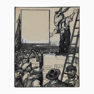 Gabriele Galantara, Vote for the Donkey, Mixed Media Drawing, 1919