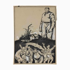 Gabriele Galantara, Riformette, Mixed Media Drawing, 1919